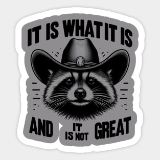 It Is What It Is And It Is Not Great Funny Raccoon sarcastic Sticker